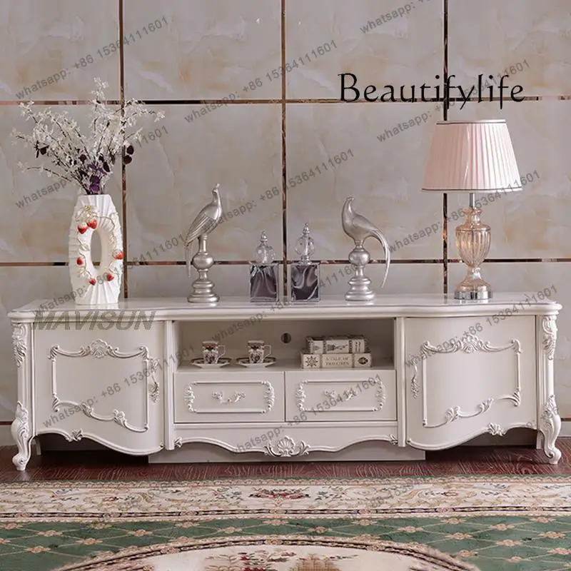 

Small Apartment Living Room Bedroom Solid Wood Tv Cabinet Modern French Light Luxury Narrow Ultra-Thin Floor Drawer Cabinet