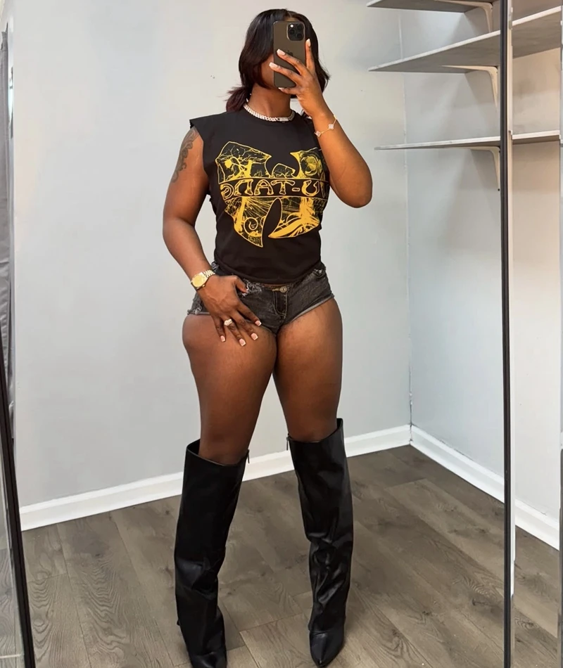 

СТИЛЬНЫЕ женские футболки в стиле хип-хоп с мультяшным принтом, лето 2025, женские повседневные свободные забавные уличные футболки без рукавов с круглым вырезом