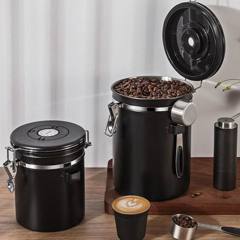 Punana Large Capacity Coffee Storage Container Stainless Steel Coffee Bean Can Sealing Coffee Filling Food Storage Container