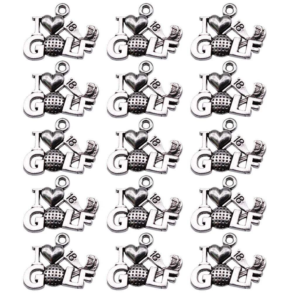 

20pcs Golf Pendant Alloy Charm DIY Jewelry Making Accessory Silver Key Chain Hanging nament Sturdy Craft Material