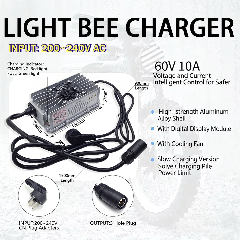 

Специальное зарядное устройство Surron Ultra Bee 60V 10A, оригинальный аккумулятор, бесшумный зарядный инструмент Sur-Ron Light Bee X S, электрические внедорожные велосипеды