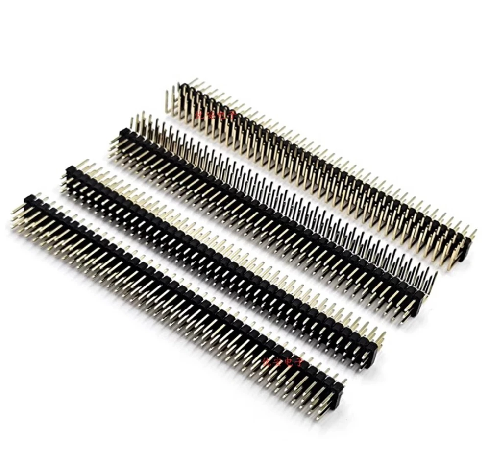 2PCS 3x40 P 2.54mm Pitch Pin Header Triple Row Male Right Angle Square Pins Through Hole Gold Plated Three Rows Space 2.54Pitch