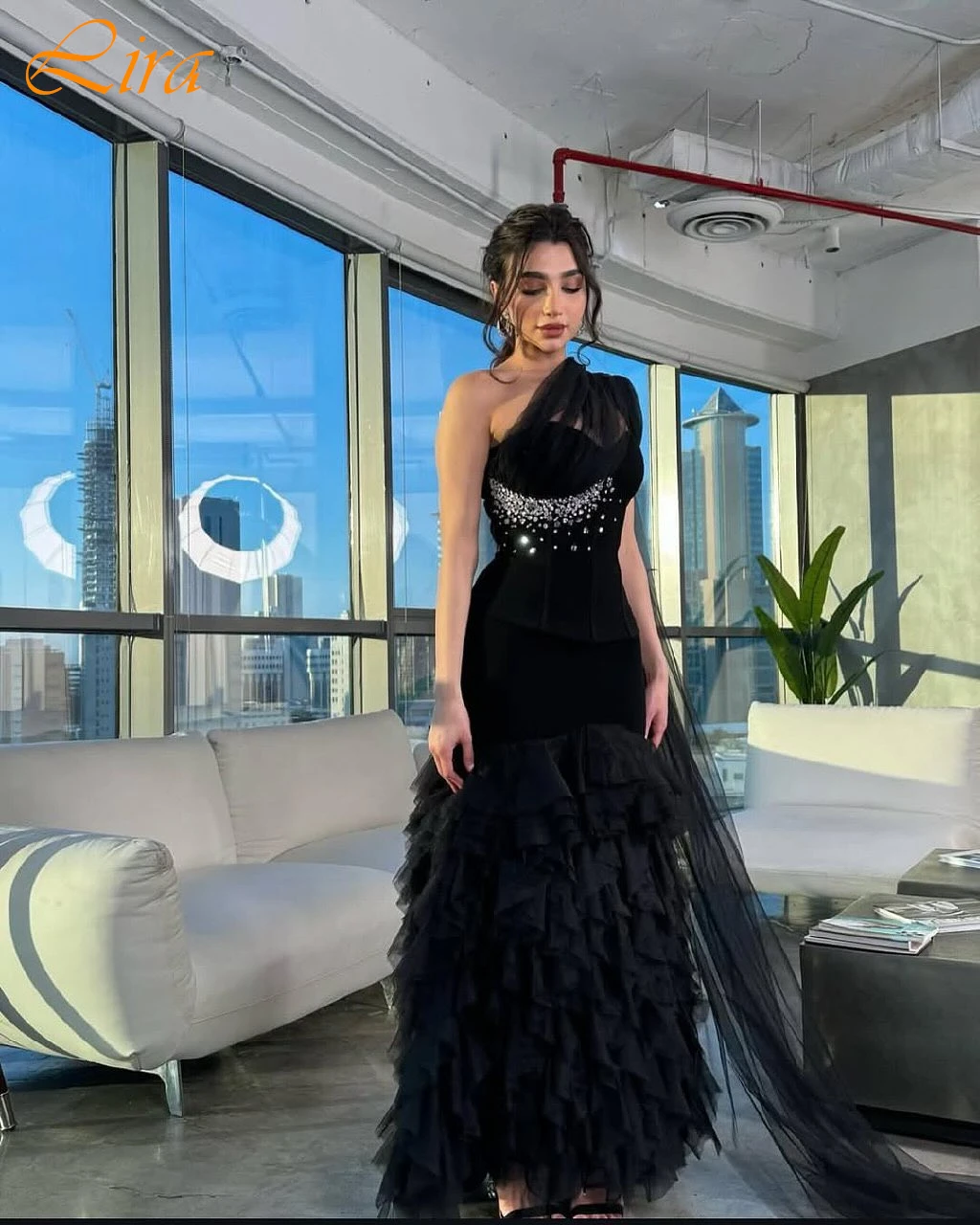

Customized A-Line One Shoulder Elegant Formal Evening Dress High Quality Bespoke Occasion Gowns Temperament Delicate Prom Dress