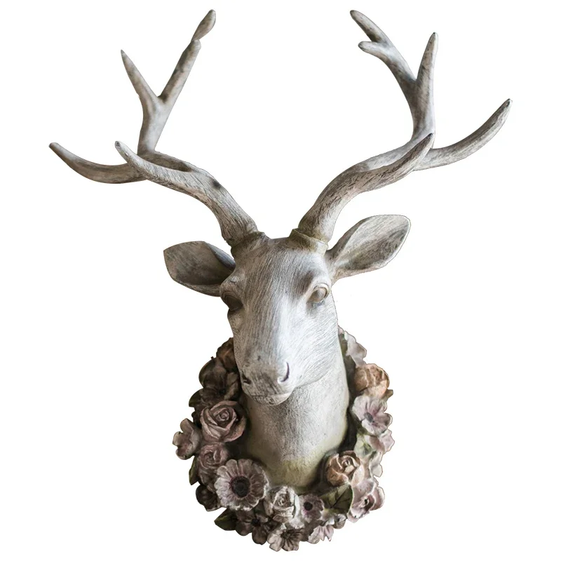 

Deer Head Wall Mount Decor,Resin Animal Sculptures Art Deco Wall Hanging Decoration