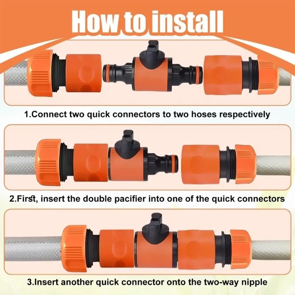 Garden Hose Quick Connect Shut Off Valve Fitting Watering Connector For Faucets Spray Guns Drip Irrigation System 1PC