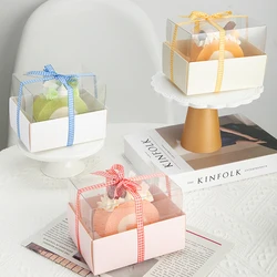 10pcs Clear Plastic Cake Box Macaroon Dessert Swiss Roll Packaging Boxes Kitchen Baking Accessories Wedding Party Favors