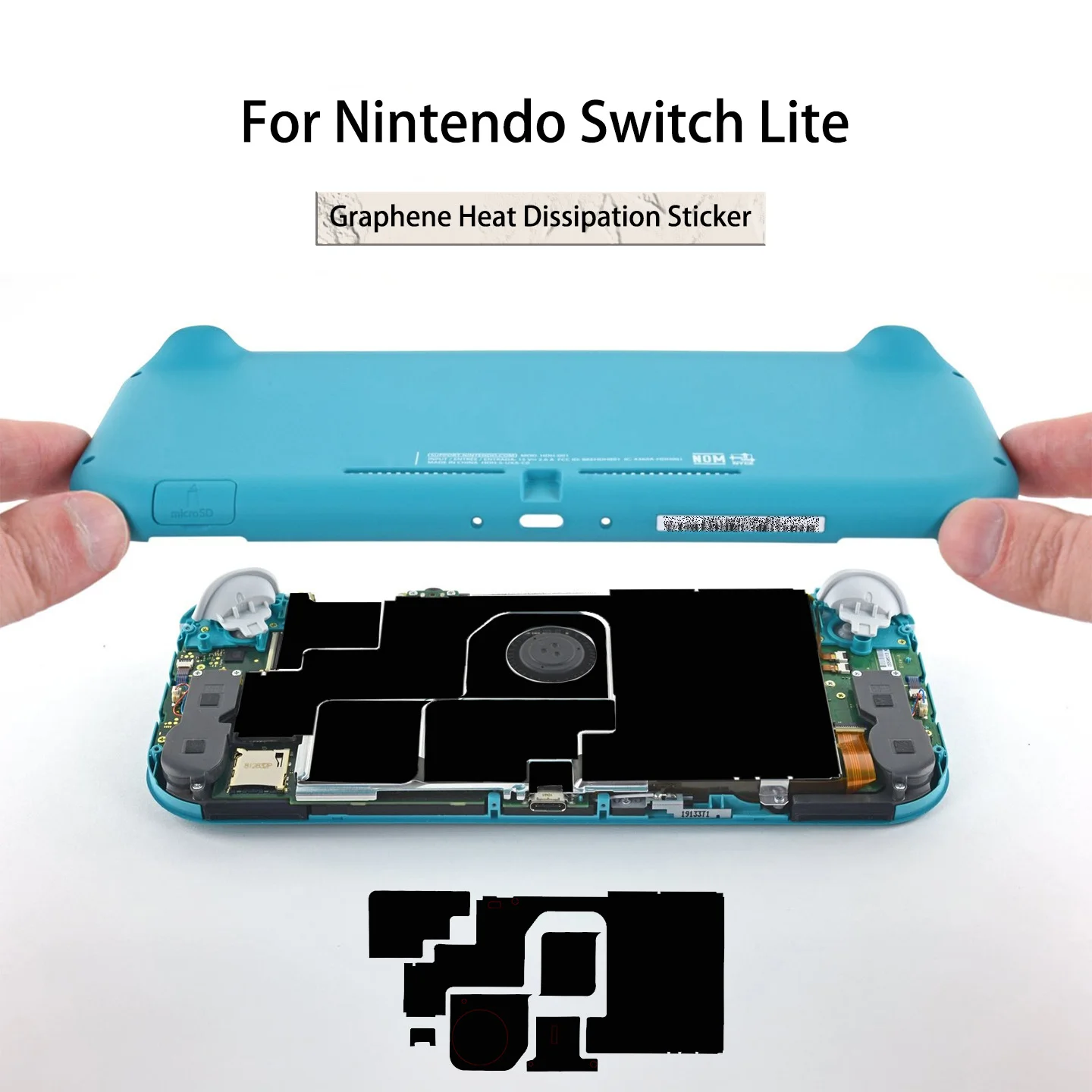 Image of Für Nintendo Switch Lite Konsole DIY Graphen-Wärmeableitungs-Aufkleber für NS Lite Ersatz-Konsolen-Rückseiten-Kühlsticker