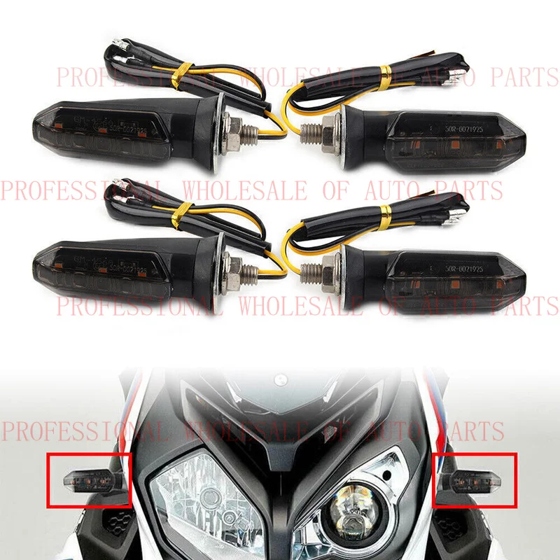 V+ V+ 4X Motorcycle LED Smoke Turn Signal Lens Indicator Amber Blinker Light Universal