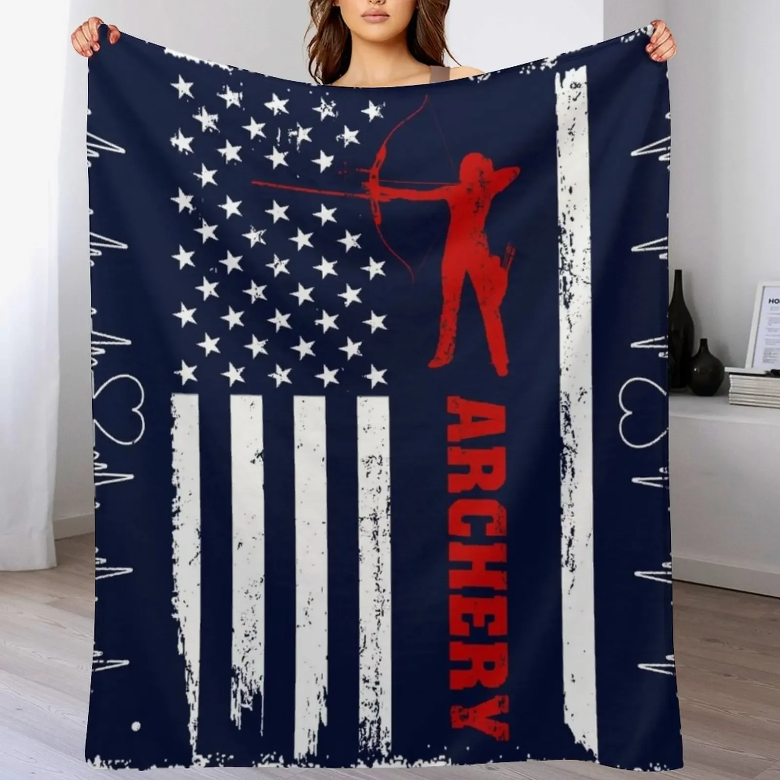 Archery America Flag Throw Blanket Plush halloween Blankets