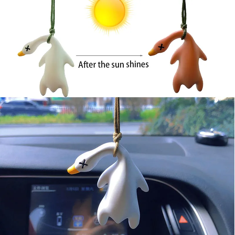 

Color change Duck Car Ornament Roast Duck Pendant Swing Duck Auto Decoration Duck Rear View Mirror Accessories For Car Mirror