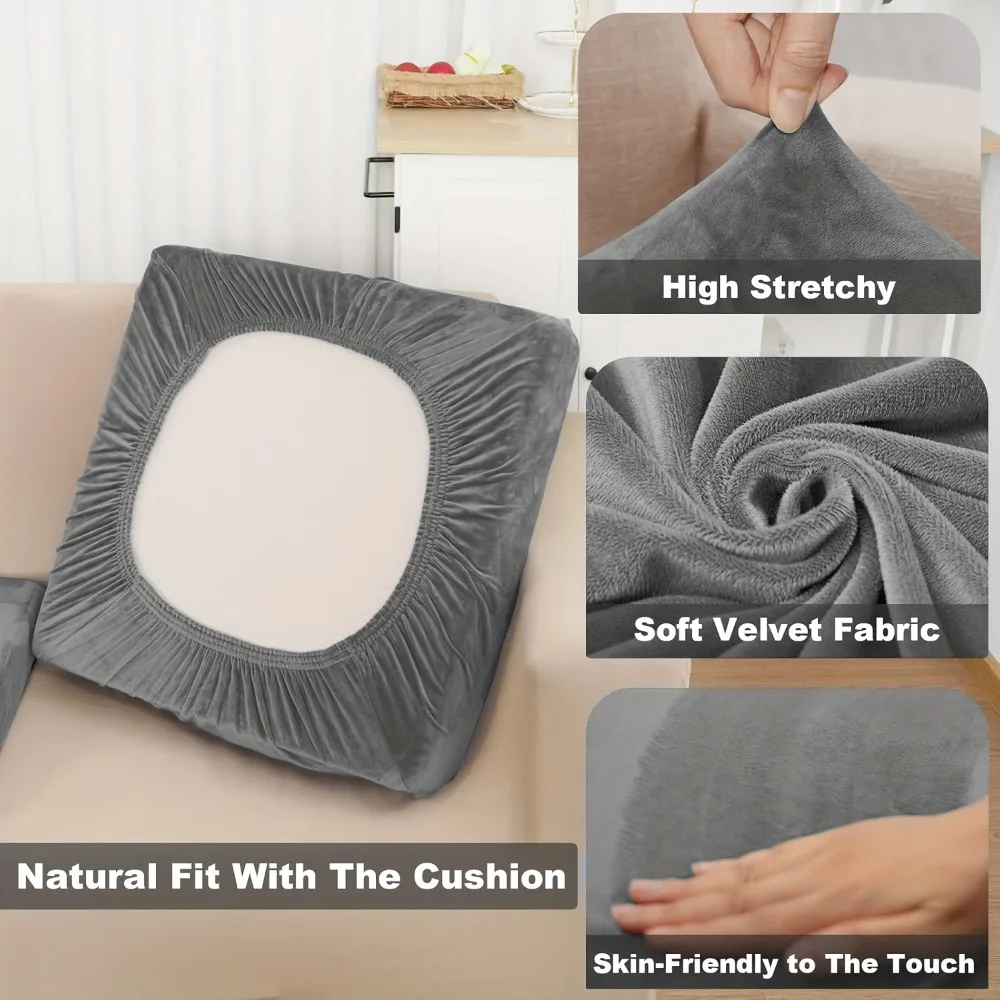 Luxury Soft Velvet Sofa Cover High Stretchy Sofa Cushion Cover Living Room Washable Protector for Home Decor Dustproof 1piece