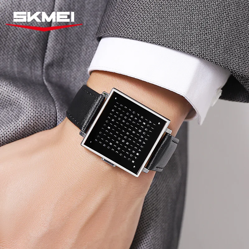 SKMEI 2388 Fashion Electronic Watch Luxury Led Light Digital Wristwatch For Man Date Display Life Waterproof Leather Strap Clock