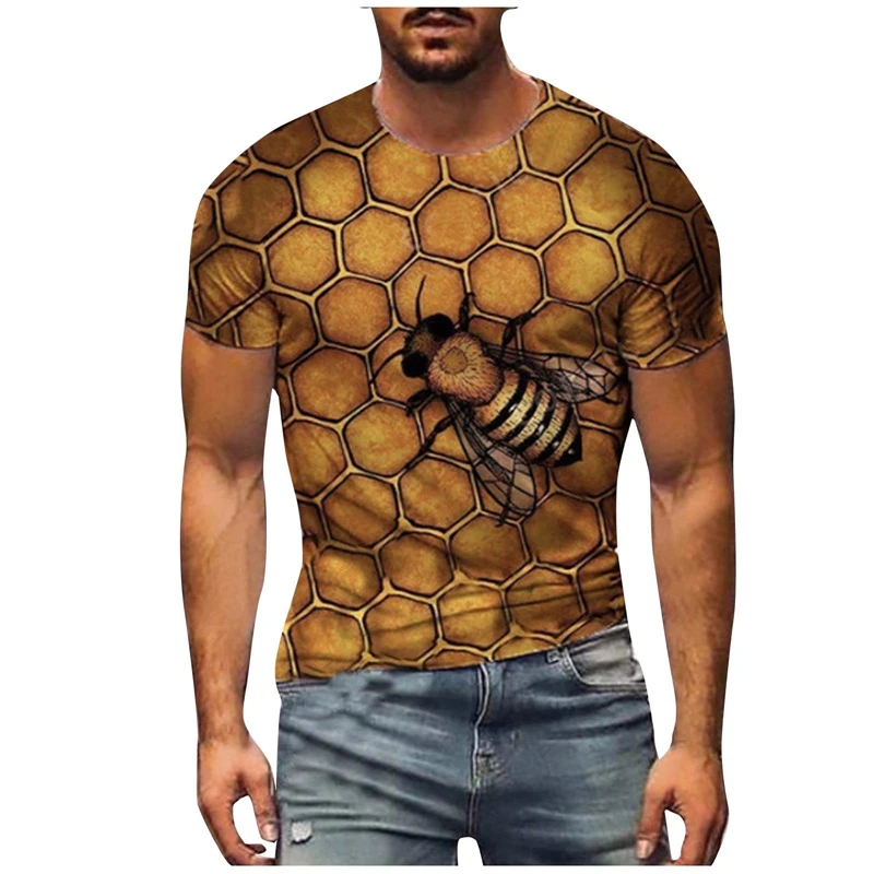 Honey Bee 3D Print T-shirt  Men\'s Clothing New Arrived Summer O Neck Short Sleeve Loose Tops Funny T Shirt High Quality Tees