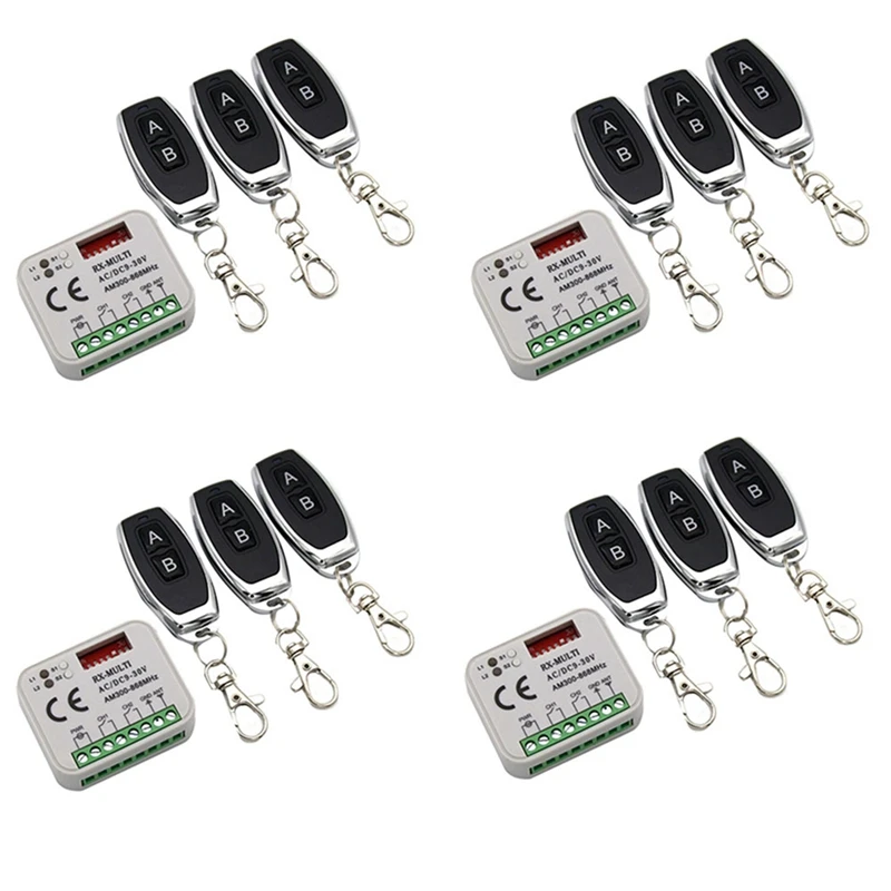 4X Garage Gate Remote Receiver 433 868Mhz RX MULTI 300-900MHZ AC/DC 9-30V Receiver With Remote Control