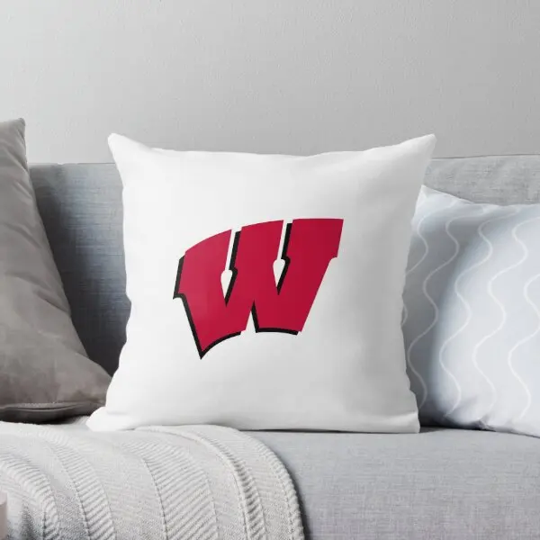 University Of Wisconsin  Printing Throw Pillow Cover Office Home Bedroom Decor Soft Comfort Hotel Pillows not include One Side