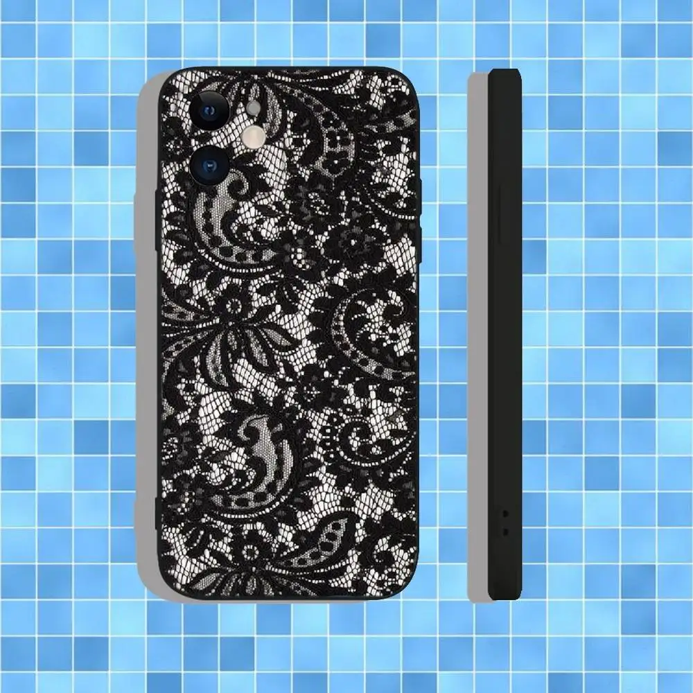 Lace Style Cool Girl Phone Case For iPhone 16,15,14,13,12,11,Pro,Max,Plus,X,XS,XR,SE,8,7,Mini,Soft Silicone Black Case - Image 4