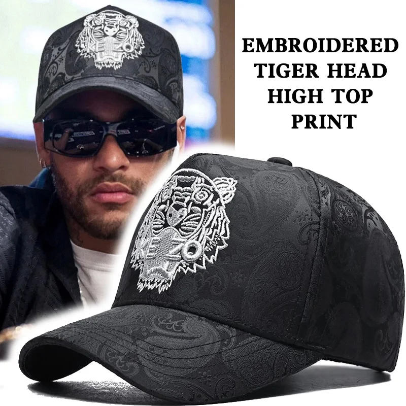 

New men's tiger head high top stylish baseball cap with a small and fashionable duckbill cap that can be worn all year round