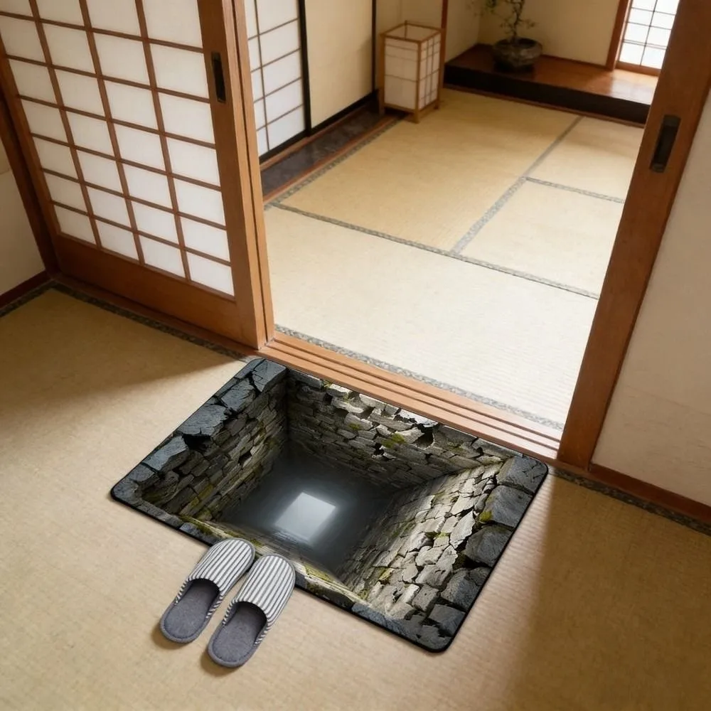 3D Flat Optical Illusion Doormat Non-slip Abrasion-resistant Bathroom Carpet Water-absorbing Durable Bedroom Door Rug Home Decor