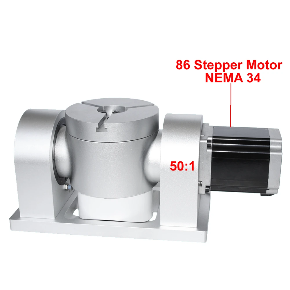 CNC 4th 5th A C Rotary Axis NEMA 34 Stepper Motor Harmonic Drive Reducer Gearbox Dividing Head Speed Reducing Ratio 50:1