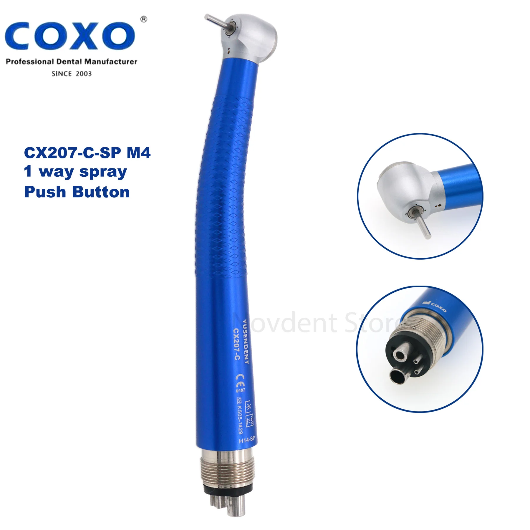 

COXO CX207-C Dental High Speed Air Turbine Handpiece 2/4 Holes Colorful-blue