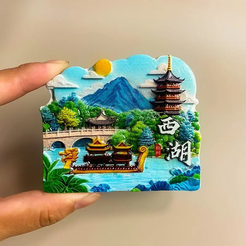 

Hangzhou West Lake Tourist Souvenir Refrigerator Magnet Personalized Decoration Creative Home 3D Magnetic Sticker