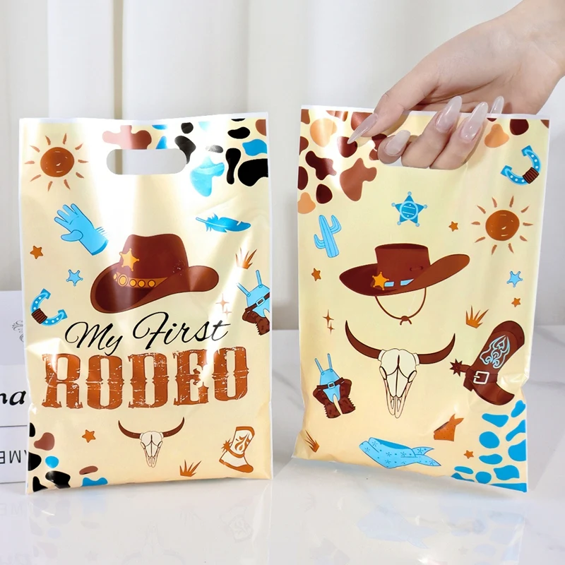 10/20/50 Stück Cowboy-Themen-Geschenktüten aus Kunststoff, Einkaufstaschen, Cartoon-Handtaschen, Geschenktüten für Feiertage, Geschenktüten für Geburtstagsfeiern – Detail 3