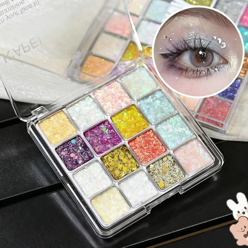 12 grilles paillettes paillettes flocons fard à paupières Palette Laser nacré miroitant reflets paillettes bleu rose jaune paillettes Gel maquillage
