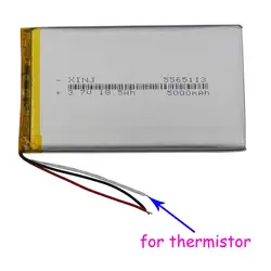 3.7V 5000mAh 18.5Wh Termistor 3-przewodowy akumulator litowo-polimerowy Lipo 5565113   Do przenośnego tabletu GPS PSP Power Bank TV Box