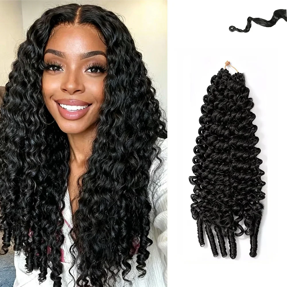 

Burmese Curly Crochet Hair 18inch Knotless Curly with Spiral Curl Ends Synthetic Hair for Women