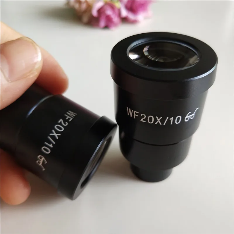 Lente ocular de microscópio estéreo, ângulo amplo, wf20x/10mm, com tamanho de montagem 30mm 30.5mm e régua de escala 0.1mm