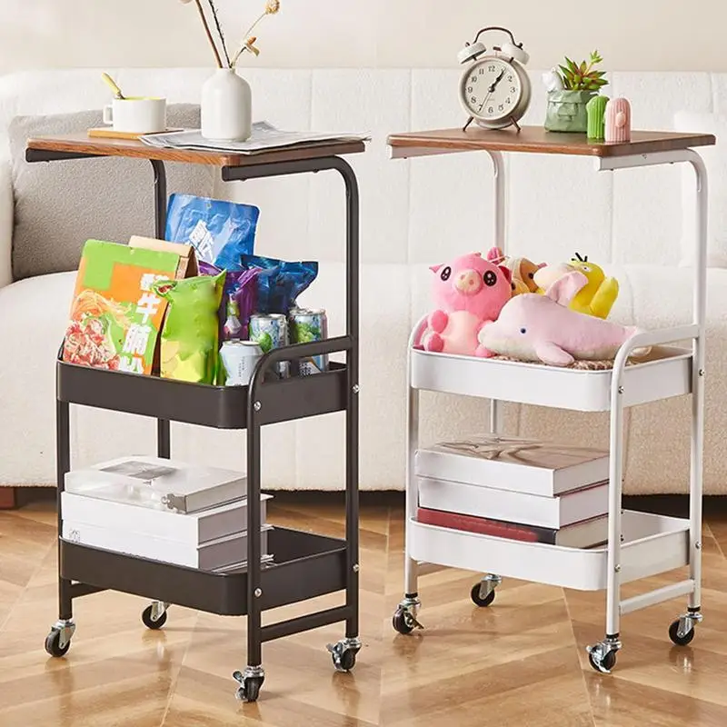 Metal Storage Rack With Wheels Multi-Tier Storage Shelf Large Capacity Standing Shelf Units Rolling Cart Utility Rack 360 Smooth