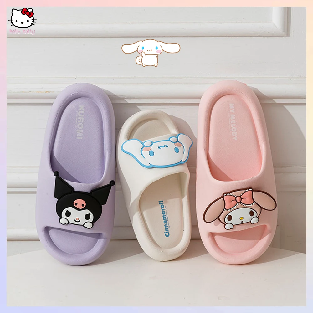 Sanrios Anime Family Slippers Cute Soft Lightnes Cloud Like In Door Slides Kuromi Melody Sweet Shoes Eva Parent-Child Sandals