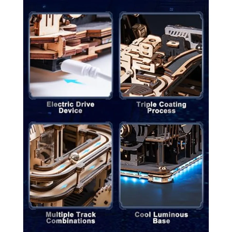 3D пазлы для взрослых, набор для сборки мраморных бегунов, наборы деревянных моделей, мраморный космопорт + мраморный ночной город + упаковка звеньев