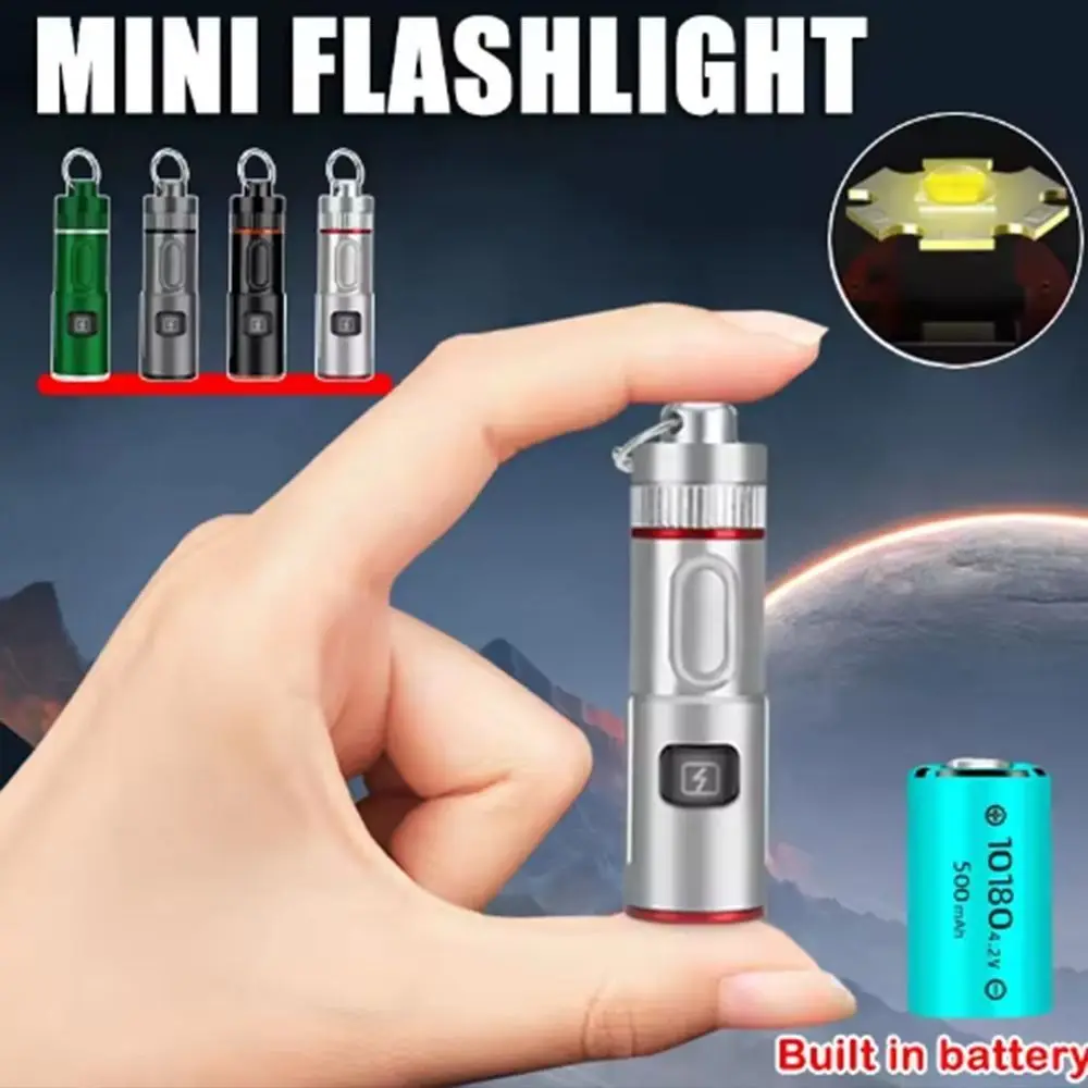 

High Power Mini LED Flashlight 6 Modes Adjustable Super Bright Keychain Flashlight Multifunctional Waterproof Emergency Torch