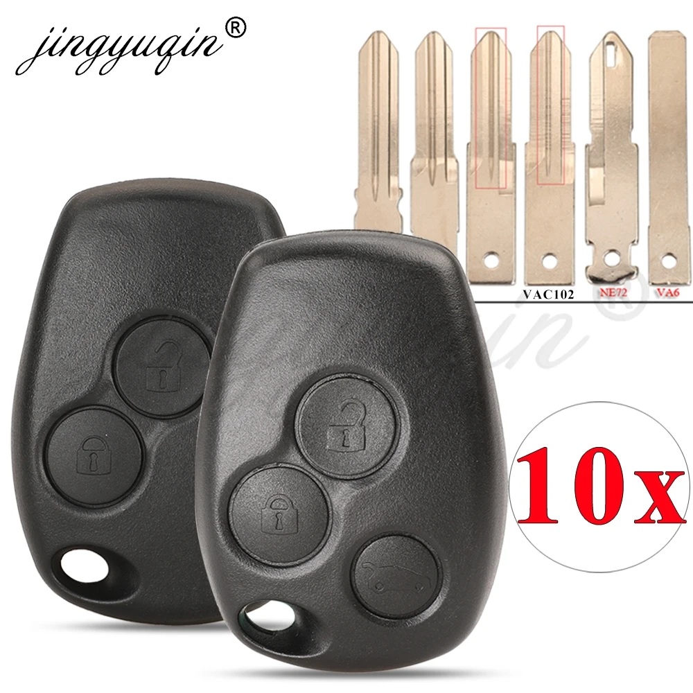 

10 шт., 2/3 кнопки, дистанционный автомобильный брелок для Renault Trafic Symbol Megane Modus Clio Dacia Logan Sandero Duster Nissan Opel