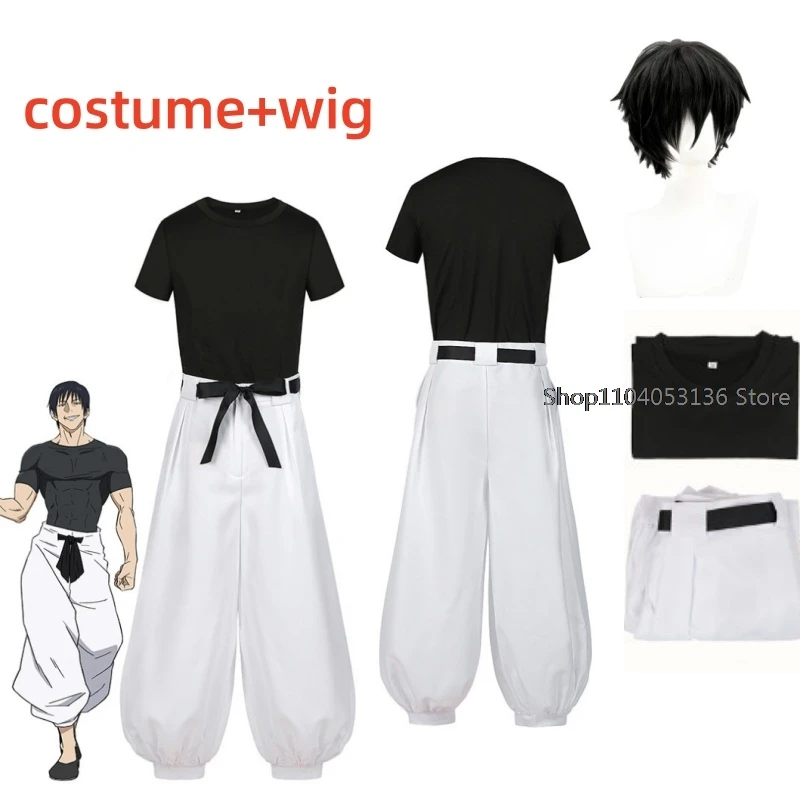 Jujutsu JJK Manga Anime Fushiguro Toji Satoru Gojo Cosplay Costume Wig T-shirt Pants Rose Net Halloween Christmas