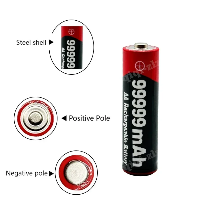 2-60PCS 2023 New AA Battery 99999 MAh 1.5V Rechargeable Battery AA for Flashlights, Toys, Mice, Microphones, Etc.+Free Shipping