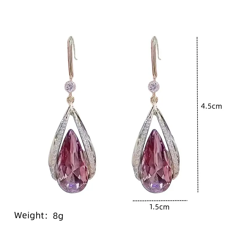 1 Pair Of Light Luxury Cool Wind Gold Plated Alloy Opal Combination Love Imitation Pearls Glass Diamond Earrings