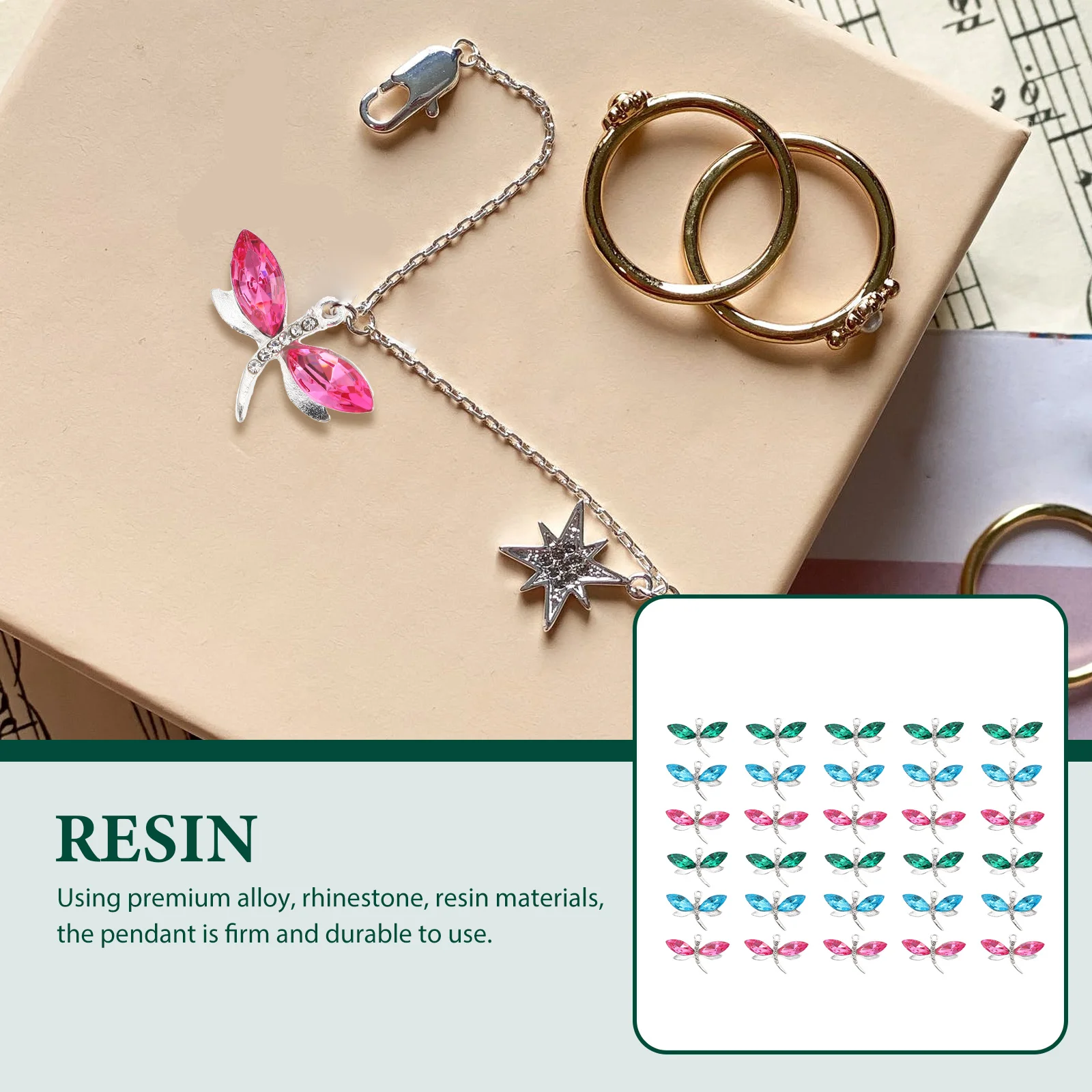

30pcs Dragonfly Shaped Jewelry Making Pendants Lightweight Durable Resin Alloy DIY Earring Necklace Charms Accessories