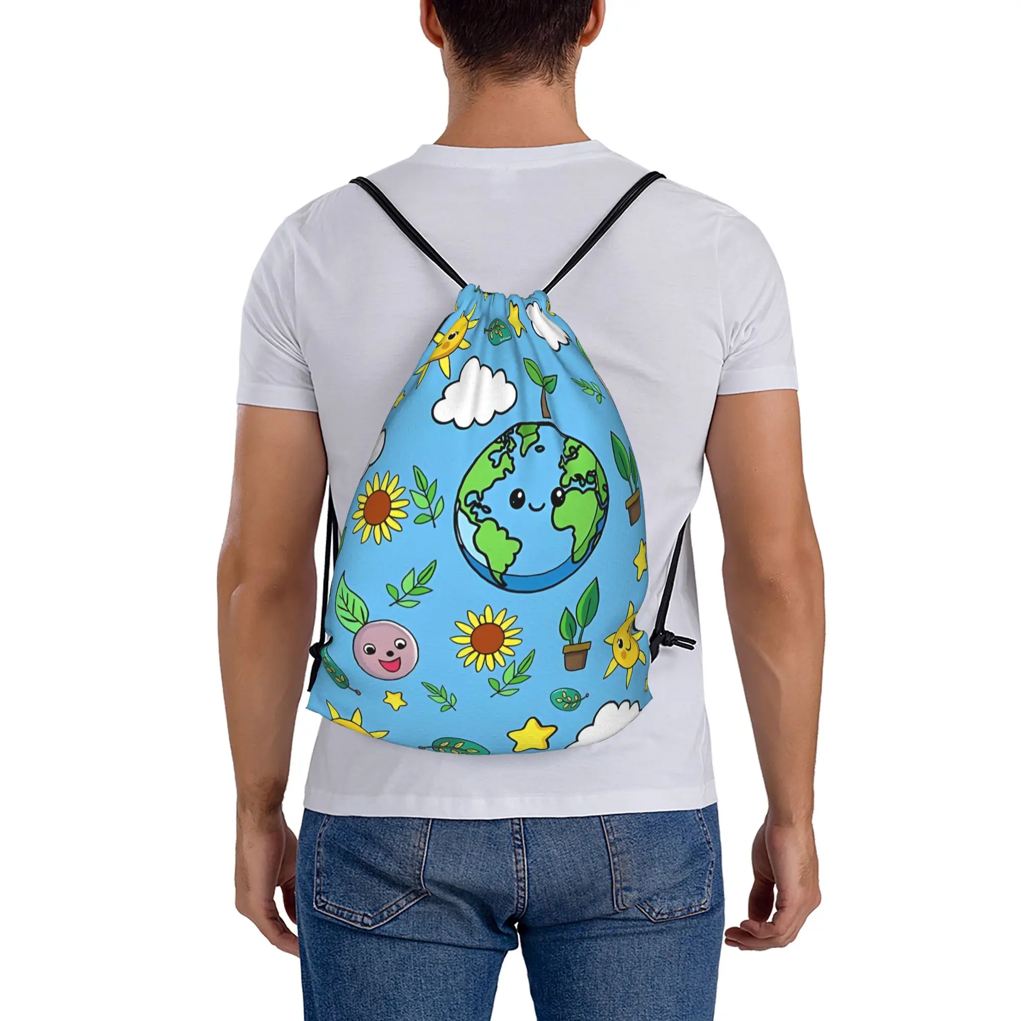 Earth Day Every Day, Celebrating Earth Day  Multi-function Pocket Men Women Storage Backpack  Travel Bag Print Drawstring Bags