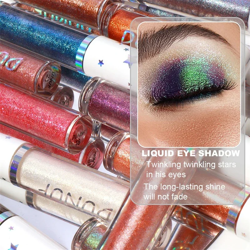 24 Colors Pearlescent Liquid Eyeshadow Glitter Highlighter Chameleon Eye Shadow High Shine Long-Lasting Smudged-Proof Eye Makeup