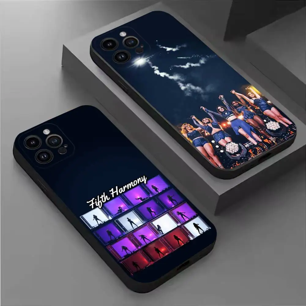 Capa de telefone F-Fifth Harmony para iPhone 17,16,15,14,13,12,11 Plus,Pro Max, XS, X, XR, SE, Mini, 8,7, capa preta de silicone macio