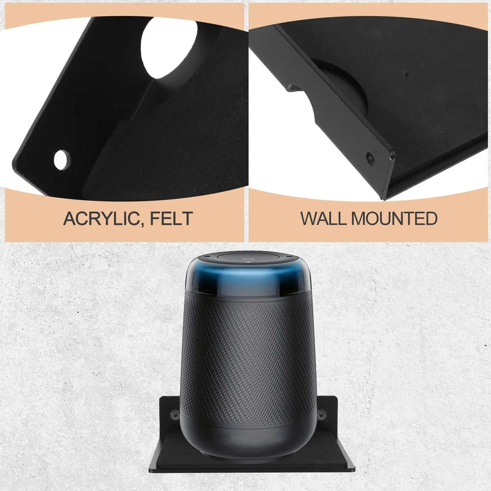 Speaker Wall Mount Holder Universal Bracket for Home Bedroom Living Room Study Soft Felt Pad Acrylic Material Saves Space Fits