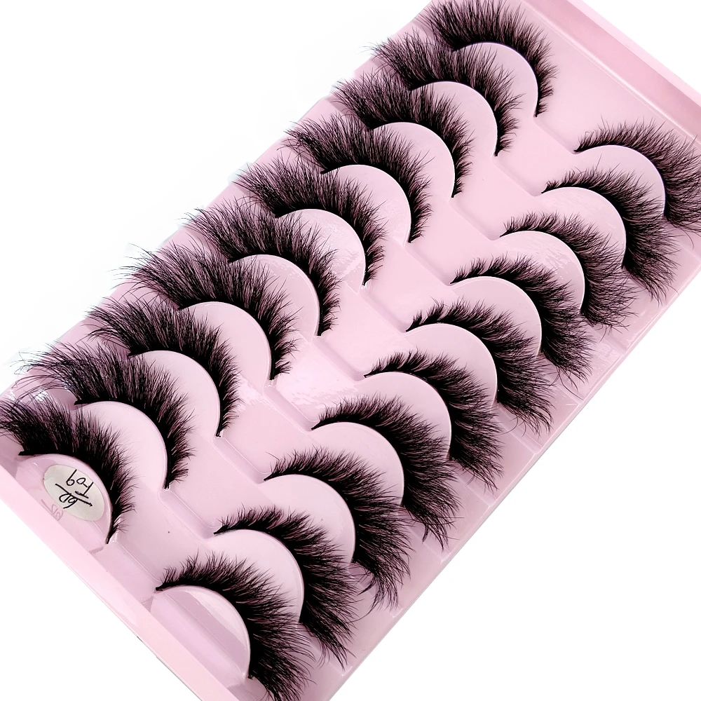 False Eyelashes Cat Eye Wispy end eye elongated Thick Mink Lashes Fluffy Natural Long Short Fake Lashes 10 Pairs Multipackack