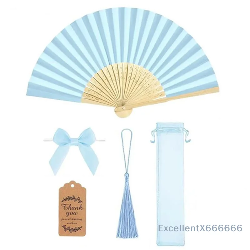 Portable Paper Folding Hand Fans Bamboo Ribs Foldable Handheld Fans For Wedding Party Favors Summer Cooling Crafts Projects