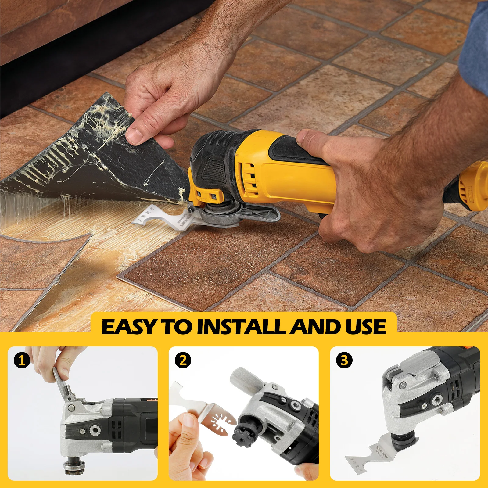 Herramienta oscilante de acero inoxidable, juego de cuchillas raspadoras de 10 piezas, multiherramienta oscilante, cortador de gancho, para techo, azulejos, cartón