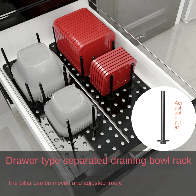 Drain Bowl Rack For Kitchen Accessories Combined Partition Drawer Type Bathroom Shelf Non Slip Plastic Kitchen Shelf Home Garden