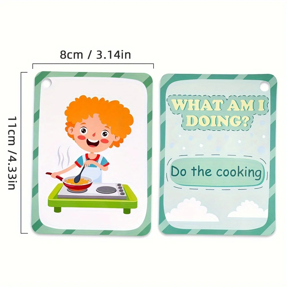 50 Flash Cards Action Verbs Flash Cards Double-Sided Vocabulary Builder with 50 Action Words Thick Durable Cards