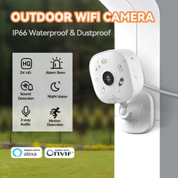 Ebitcam Outdoor Mini Camera WiFi 2K Waterproof Color Night Vision 2-Way Audio AI Detect Security Cam IP Surveillance with Alexa