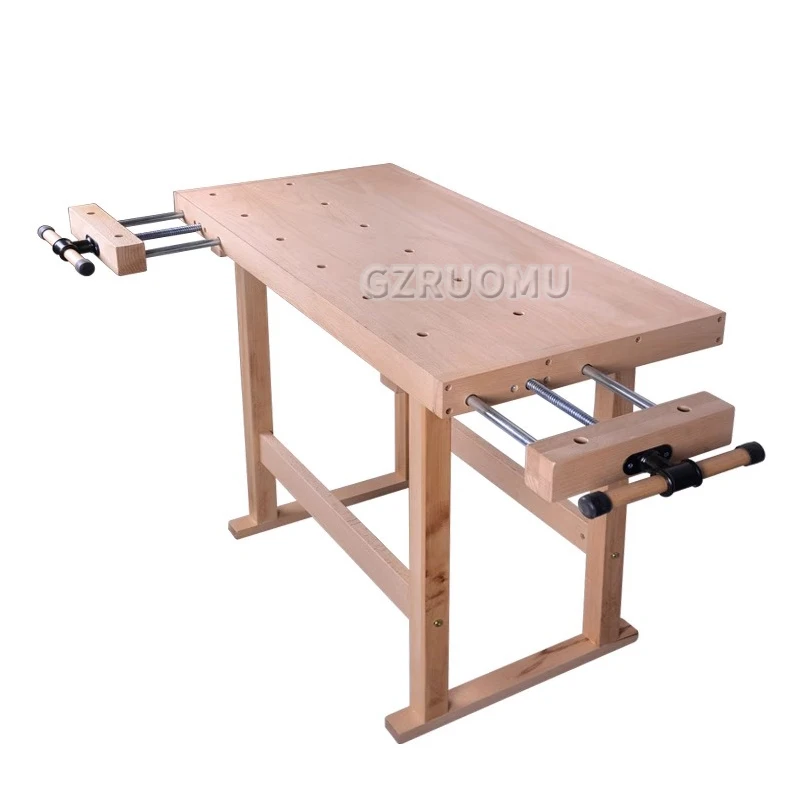 Multifunctional Woodworking Workbench Console Beech Wood Workbench Diy Manual Carpentry Solid Wood Table With Clamp Mgz-02